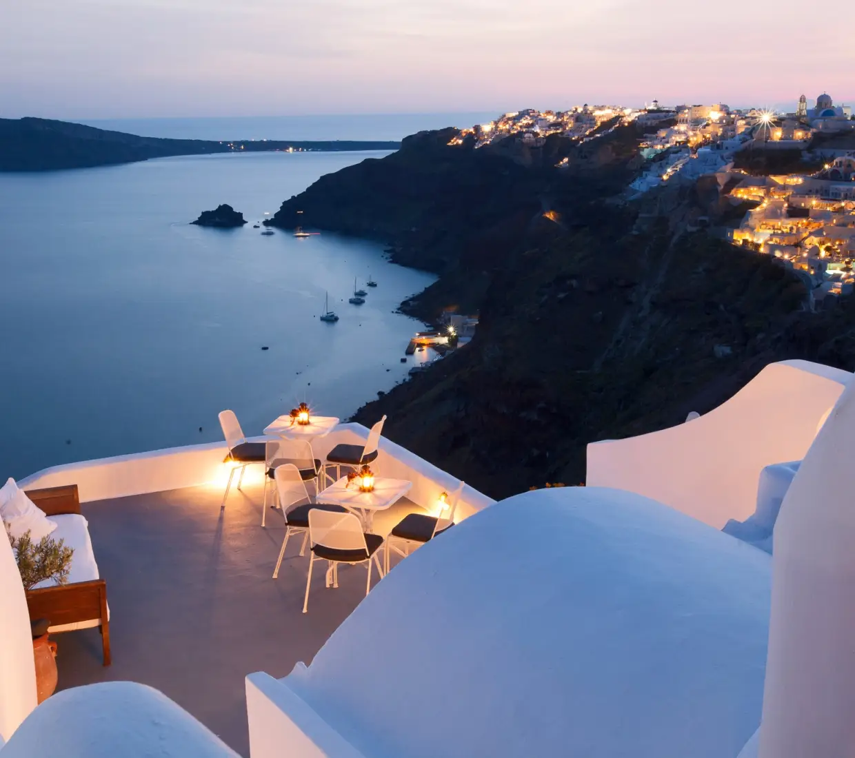 Santorini caldera view and villas